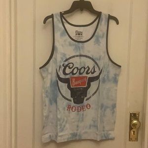 Coors Banquet Rodeo Mens Tank Top Blue Tye Dye NWT.